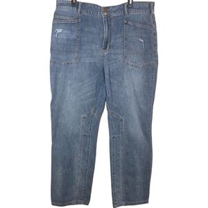 Pilcro The Wanderer Distressed Midrise Relaxed Leg Utility Jeans Size 33